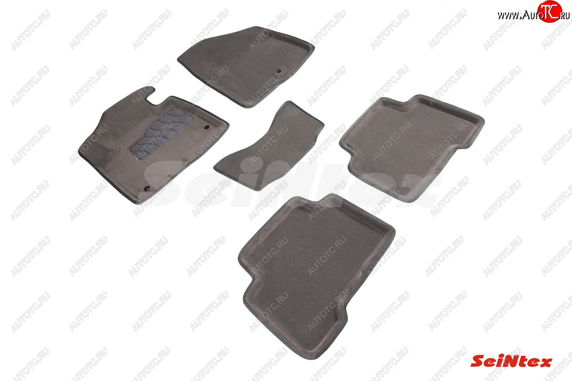 7 649 р. Текстильные коврики в салон SEINTEX 3D серые Hyundai Santa Fe DM рестайлинг (2015-2019)  с доставкой в г. Кемерово