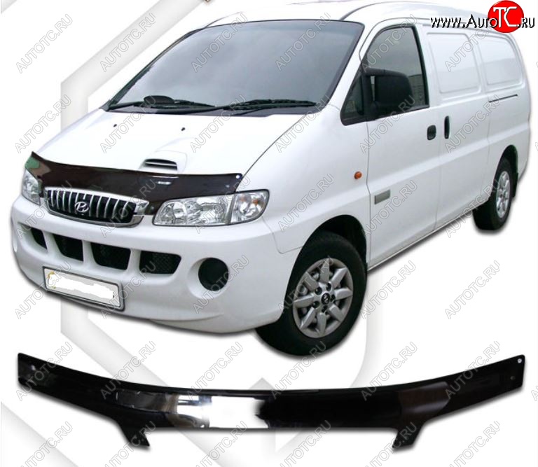 2 199 р. Дефлектор капота CA-Plastic Hyundai Starex/H1 A1 дорестайлинг (1997-2004) (Classic черный, Без надписи)  с доставкой в г. Кемерово