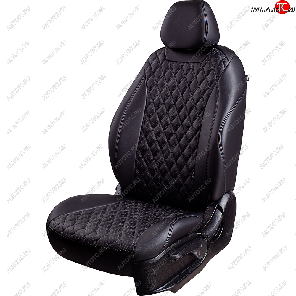 14 999 р. Чехлы для сидений Lord Autofashion Байрон (экокожа, сиденья и спинка 60/40, 3 Г-образных подголовника)  Hyundai I30  2 GD (2011-2017) дорестайлинг универсал, дорестайлинг, хэтчбэк 5 дв., рестайлинг универсал, рестайлинг, хэтчбэк 5 дв. (Черный, вставка черная, строчка черная)  с доставкой в г. Кемерово