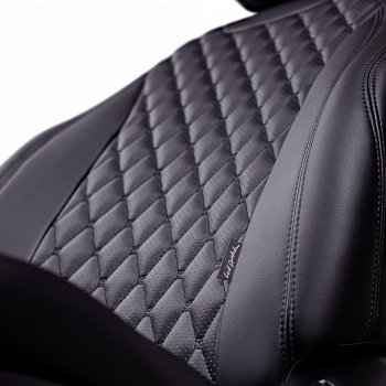 14 999 р. Чехлы для сидений Lord Autofashion Байрон (экокожа, сиденья и спинка 60/40, 3 Г-образных подголовника)  Hyundai I30  2 GD (2011-2017) дорестайлинг универсал, дорестайлинг, хэтчбэк 5 дв., рестайлинг универсал, рестайлинг, хэтчбэк 5 дв. (Черный, вставка черная, строчка черная)  с доставкой в г. Кемерово. Увеличить фотографию 3
