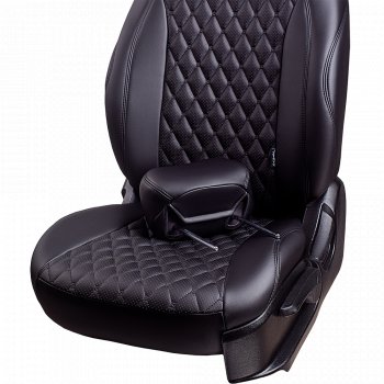 14 999 р. Чехлы для сидений Lord Autofashion Байрон (экокожа, сиденья и спинка 60/40, 3 Г-образных подголовника)  Hyundai I30  2 GD (2011-2017) дорестайлинг универсал, дорестайлинг, хэтчбэк 5 дв., рестайлинг универсал, рестайлинг, хэтчбэк 5 дв. (Черный, вставка черная, строчка черная)  с доставкой в г. Кемерово. Увеличить фотографию 4