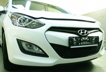 1 599 р. Сетка в воздухозаборник бампера Arbori (15 мм) Hyundai I30 2 GD дорестайлинг универсал (2011-2015) (Черная)  с доставкой в г. Кемерово. Увеличить фотографию 2