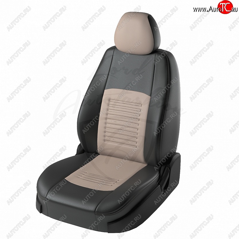 5 499 р. Чехлы для сидений Lord Autofashion Турин (экокожа) Hyundai I40 1 VF дорестайлинг универсал (2011-2015) (Чёрный, вставка бежевая)  с доставкой в г. Кемерово