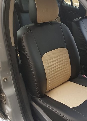 5 499 р. Чехлы для сидений Lord Autofashion Турин (экокожа) Hyundai I40 1 VF дорестайлинг универсал (2011-2015) (Чёрный, вставка бежевая)  с доставкой в г. Кемерово. Увеличить фотографию 3