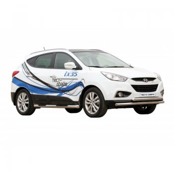 Защита порогов ТехноСфера (Техно Сфера) (нержавейка, с проступью, d76 mm) Hyundai IX35  LM (2009-2018) дорестайлинг, рестайлинг