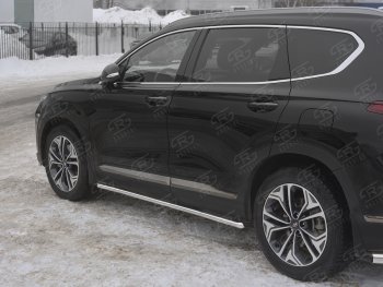 17 299 р. Защита порогов из трубы d42 SLITKOFF  Hyundai Santa Fe  TM (2018-2022) дорестайлинг, рестайлинг (Вариант 1 (со скосами на торцах))  с доставкой в г. Кемерово. Увеличить фотографию 1