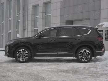 17 299 р. Защита порогов из трубы d42 SLITKOFF  Hyundai Santa Fe  TM (2018-2022) дорестайлинг, рестайлинг (Вариант 1 (со скосами на торцах))  с доставкой в г. Кемерово. Увеличить фотографию 2