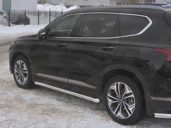 21 599 р. Пороги из трубы d63 SLITKOFF  Hyundai Santa Fe  TM (2018-2022) дорестайлинг, рестайлинг (Вариант 1 (со скосами на торцах))  с доставкой в г. Кемерово. Увеличить фотографию 1