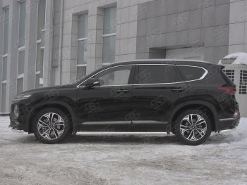 21 599 р. Пороги из трубы d63 SLITKOFF  Hyundai Santa Fe  TM (2018-2022) дорестайлинг, рестайлинг (Вариант 1 (со скосами на торцах))  с доставкой в г. Кемерово. Увеличить фотографию 2