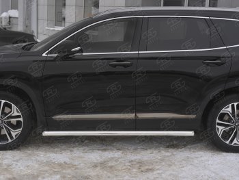 21 599 р. Пороги из трубы d63 SLITKOFF  Hyundai Santa Fe  TM (2018-2022) дорестайлинг, рестайлинг (Вариант 1 (со скосами на торцах))  с доставкой в г. Кемерово. Увеличить фотографию 3