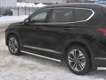 31 649 р. Пороги из трубы 120х60 овал с проступью Russtal  Hyundai Santa Fe  TM (2018-2022) дорестайлинг, рестайлинг  с доставкой в г. Кемерово. Увеличить фотографию 1