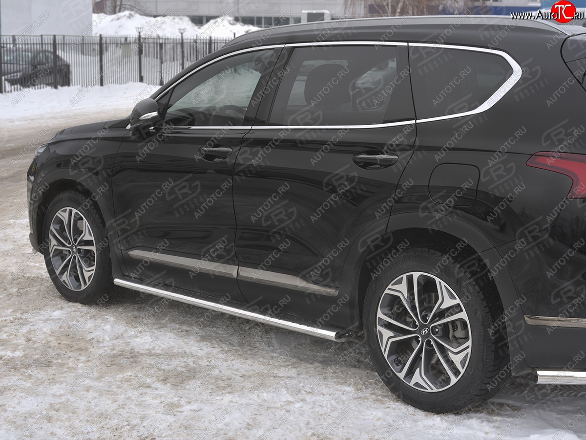 31 649 р. Пороги из трубы 120х60 овал с проступью Russtal  Hyundai Santa Fe  TM (2018-2022) дорестайлинг, рестайлинг  с доставкой в г. Кемерово