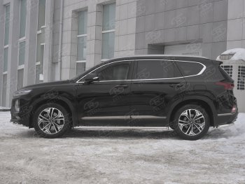 20 999 р. Пороги из труб 75х42 с проступью Russtal  Hyundai Santa Fe  TM (2018-2022) дорестайлинг, рестайлинг  с доставкой в г. Кемерово. Увеличить фотографию 2