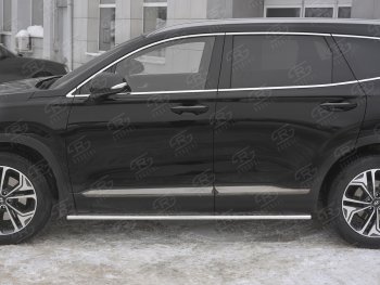 20 999 р. Пороги из труб 75х42 с проступью Russtal  Hyundai Santa Fe  TM (2018-2022) дорестайлинг, рестайлинг  с доставкой в г. Кемерово. Увеличить фотографию 3