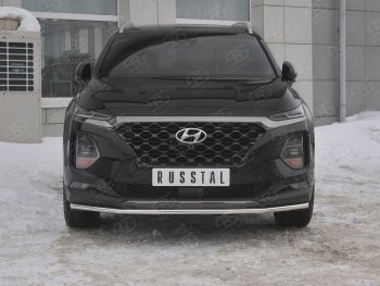 15 499 р. Защита переднего бампера (Ø42 мм, нержавейка) SLITKOFF  Hyundai Santa Fe  TM (2018-2021) дорестайлинг  с доставкой в г. Кемерово. Увеличить фотографию 1