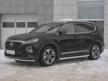 15 499 р. Защита переднего бампера (Ø42 мм, нержавейка) SLITKOFF  Hyundai Santa Fe  TM (2018-2021) дорестайлинг  с доставкой в г. Кемерово. Увеличить фотографию 2