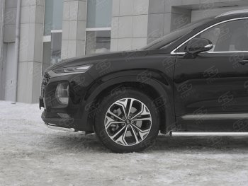 15 499 р. Защита переднего бампера (Ø42 мм, нержавейка) SLITKOFF  Hyundai Santa Fe  TM (2018-2021) дорестайлинг  с доставкой в г. Кемерово. Увеличить фотографию 3