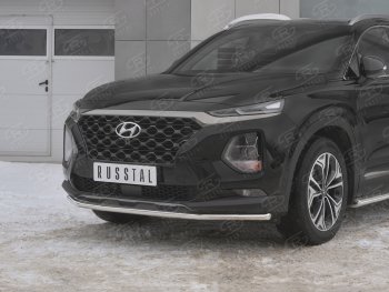 15 499 р. Защита переднего бампера (Ø42 мм, нержавейка) SLITKOFF  Hyundai Santa Fe  TM (2018-2021) дорестайлинг  с доставкой в г. Кемерово. Увеличить фотографию 4