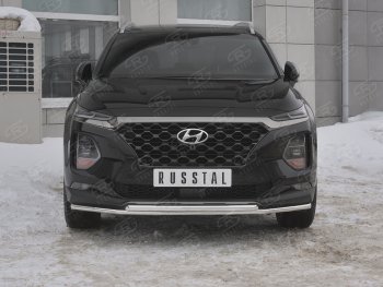 19 299 р. Защита переднего бампера из труб d42 SLITKOFF  Hyundai Santa Fe  TM (2018-2021) дорестайлинг  с доставкой в г. Кемерово. Увеличить фотографию 1