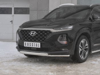 19 299 р. Защита переднего бампера из труб d42 SLITKOFF  Hyundai Santa Fe  TM (2018-2021) дорестайлинг  с доставкой в г. Кемерово. Увеличить фотографию 3