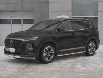 19 299 р. Защита переднего бампера из труб d42 SLITKOFF  Hyundai Santa Fe  TM (2018-2021) дорестайлинг  с доставкой в г. Кемерово. Увеличить фотографию 4