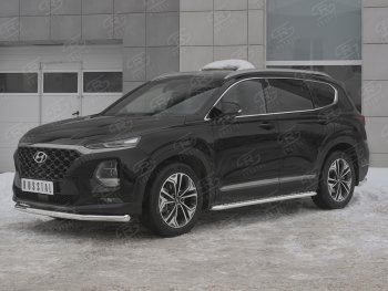 16 699 р. Защита переднего бампера (Ø63 мм, нержавейка) SLITKOFF  Hyundai Santa Fe  TM (2018-2021) дорестайлинг  с доставкой в г. Кемерово. Увеличить фотографию 2