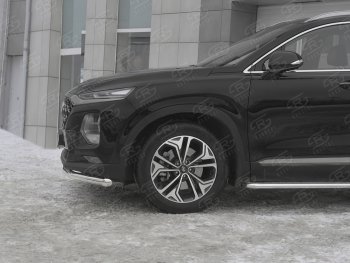 16 699 р. Защита переднего бампера (Ø63 мм, нержавейка) SLITKOFF  Hyundai Santa Fe  TM (2018-2021) дорестайлинг  с доставкой в г. Кемерово. Увеличить фотографию 3