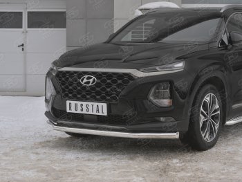 16 699 р. Защита переднего бампера (Ø63 мм, нержавейка) SLITKOFF  Hyundai Santa Fe  TM (2018-2021) дорестайлинг  с доставкой в г. Кемерово. Увеличить фотографию 4