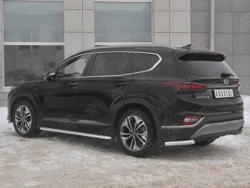 14 499 р. Защита заднего бампера (Ø63 мм уголки, нержавейка) SLITKOFF  Hyundai Santa Fe  TM (2018-2021) дорестайлинг  с доставкой в г. Кемерово. Увеличить фотографию 2