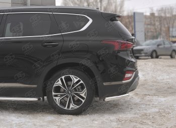 14 499 р. Защита заднего бампера (Ø63 мм уголки, нержавейка) SLITKOFF  Hyundai Santa Fe  TM (2018-2021) дорестайлинг  с доставкой в г. Кемерово. Увеличить фотографию 3