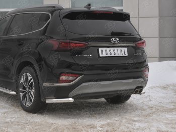 14 499 р. Защита заднего бампера (Ø63 мм уголки, нержавейка) SLITKOFF  Hyundai Santa Fe  TM (2018-2021) дорестайлинг  с доставкой в г. Кемерово. Увеличить фотографию 4