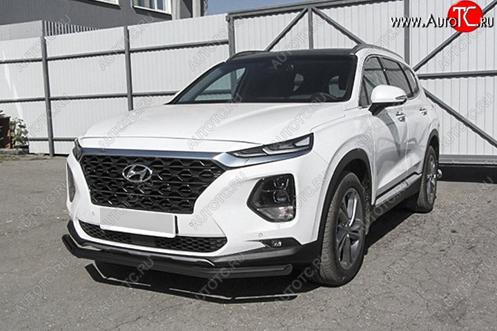 11 099 р. Защита переднего бампера Slitkoff (d57 мм)  Hyundai Santa Fe  TM (2018-2021) дорестайлинг (Сталь с полимерным покрытием. Цвет: чёрный)  с доставкой в г. Кемерово