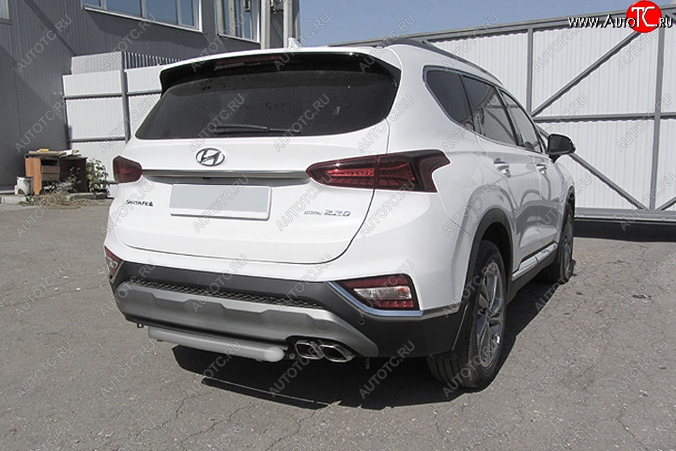 7 499 р. Защита заднего бампера Slitkoff (d57 мм)  Hyundai Santa Fe  TM (2018-2021) дорестайлинг (Сталь с полимерным покрытием. Цвет: серебристый)  с доставкой в г. Кемерово