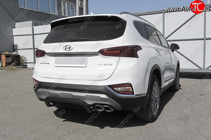 10 299 р. Защита заднего бампера Slitkoff (скоба, d57 мм)  Hyundai Santa Fe  TM (2018-2021) дорестайлинг (Сталь с полимерным покрытием. Цвет: чёрный)  с доставкой в г. Кемерово