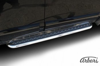 22 649 р. Защита штатных порогов Arbori нержавеющая сталь 57мм с листом Hyundai Santa Fe SM (2000-2012)  с доставкой в г. Кемерово. Увеличить фотографию 1