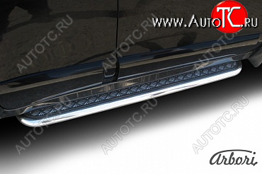 22 649 р. Защита штатных порогов Arbori нержавеющая сталь 57мм с листом Hyundai Santa Fe SM (2000-2012)  с доставкой в г. Кемерово