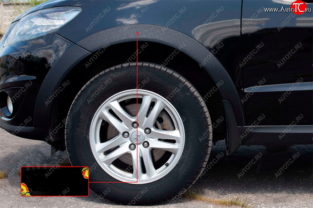 2 529 р. Расширитель арки RA (15 мм, передний левый)  Hyundai Santa Fe  CM (2006-2009) дорестайлинг (Поверхность шагрень)  с доставкой в г. Кемерово