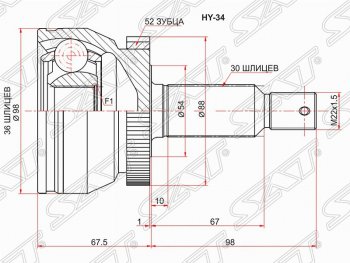 ШРУС SAT (наружный/ABS, 36*30*54 мм) Hyundai Santa Fe  CM (2006-2012) дорестайлинг, рестайлинг