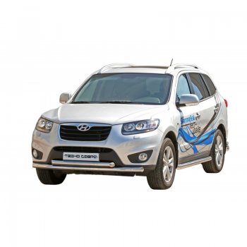 30 999 р. Защита порогов ТехноСфера (Техно Сфера) (нержавейка, 76 mm) Hyundai Santa Fe CM рестайлинг (2009-2012)  с доставкой в г. Кемерово. Увеличить фотографию 1