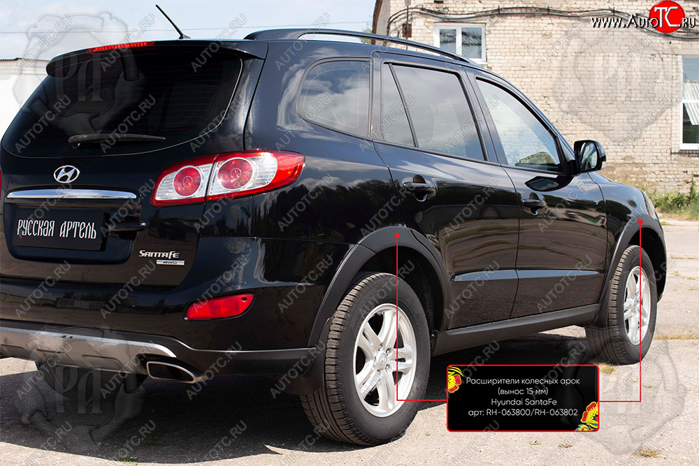 8 999 р. Расширители колесных арок RA (комплект, 4 шт.)  Hyundai Santa Fe  CM (2009-2012) рестайлинг (Поверхность глянец под покраску, Неокрашенный)  с доставкой в г. Кемерово
