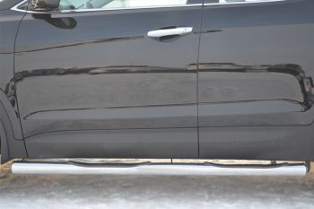 12 249 р. Защита порогов с проступями SLITKOFF (труба D76 мм) Hyundai Santa Fe DM дорестайлинг (2012-2016) (Защита порогов с закругленными торцами (вариант 3))  с доставкой в г. Кемерово. Увеличить фотографию 3