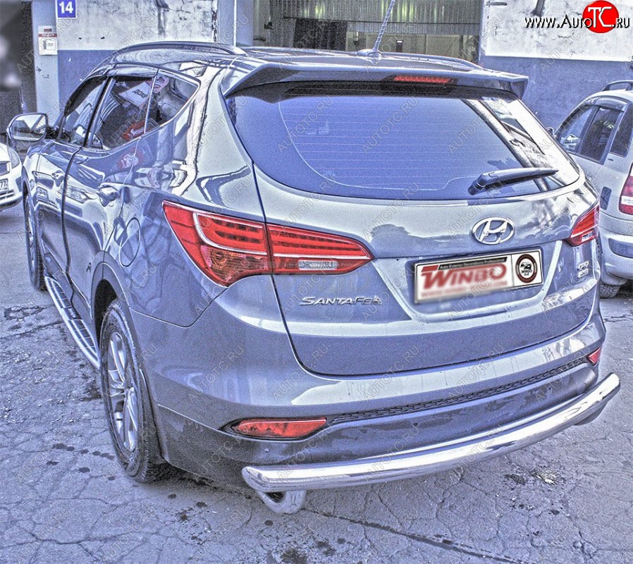 10 699 р. Защита заднего бампера WINBO (Ø60 мм, нержавейка)  Hyundai Santa Fe  DM (2012-2016) дорестайлинг  с доставкой в г. Кемерово