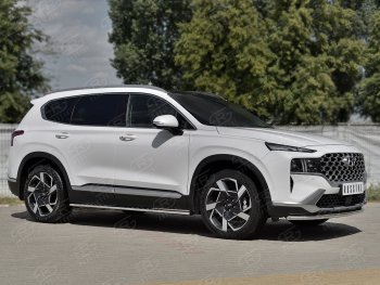 16 999 р. Защита переднего бампера (Ø42 мм секции, нержавейка) SLITKOFF Hyundai Santa Fe TM рестайлинг (2020-2022)  с доставкой в г. Кемерово. Увеличить фотографию 3