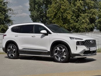 18 299 р. Защита переднего бампера (Ø63 мм, нержавейка) SLITKOFF Hyundai Santa Fe TM рестайлинг (2020-2022)  с доставкой в г. Кемерово. Увеличить фотографию 3