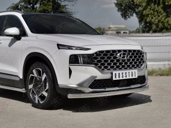 18 299 р. Защита переднего бампера (Ø63 мм, нержавейка) SLITKOFF Hyundai Santa Fe TM рестайлинг (2020-2022)  с доставкой в г. Кемерово. Увеличить фотографию 1