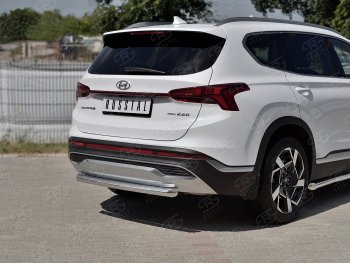 Защита заднего бампера (Ø63 мм, нержавейка) SLITKOFF Hyundai Santa Fe  TM (2020-2022) рестайлинг