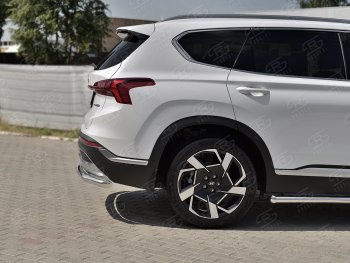 18 299 р. Защита заднего бампера (Ø63 мм секции, нержавейка) SLITKOFF  Hyundai Santa Fe  TM (2020-2022) рестайлинг  с доставкой в г. Кемерово. Увеличить фотографию 3