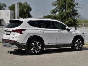 18 299 р. Защита заднего бампера (Ø63 мм секции, нержавейка) SLITKOFF  Hyundai Santa Fe  TM (2020-2022) рестайлинг  с доставкой в г. Кемерово. Увеличить фотографию 4