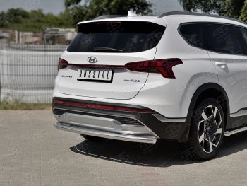 Защита заднего бампера (Ø63 мм секции, нержавейка) SLITKOFF Hyundai Santa Fe  TM (2020-2022) рестайлинг
