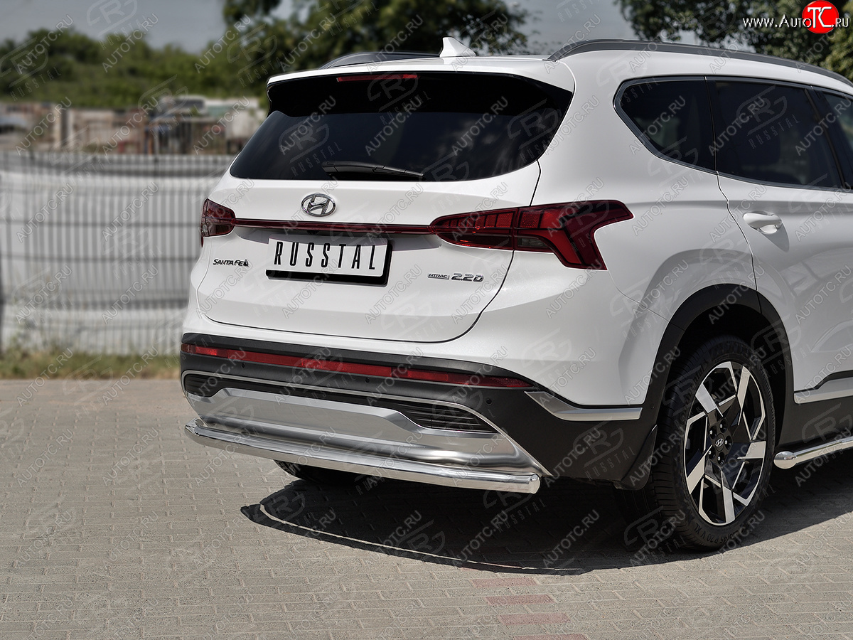 18 299 р. Защита заднего бампера (Ø63 мм секции, нержавейка) SLITKOFF  Hyundai Santa Fe  TM (2020-2022) рестайлинг  с доставкой в г. Кемерово